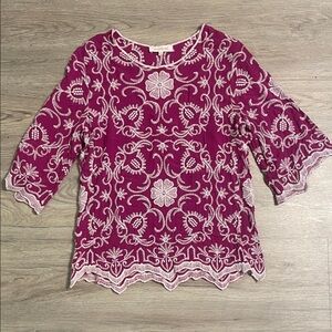 Solitaire Magenta Embroidered Blouse